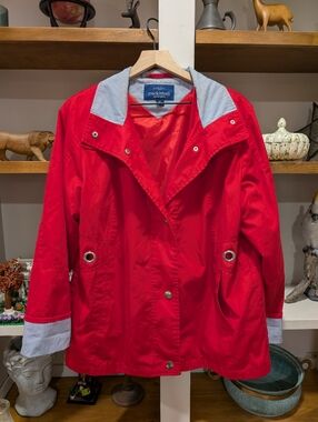 Mackintosh New England Red Coraline Utility Rain Jacket Size XL No hood